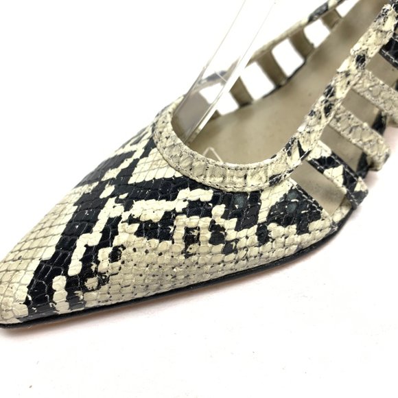 TALBOTS Genuine Leather Slingback kitten High Heels Snakeskin Reptile Print sz 7 - Picture 7 of 16